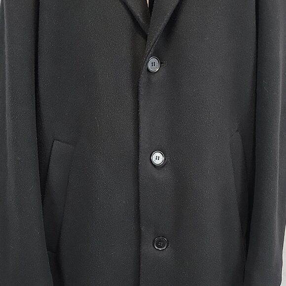 H&M classic style longcoat in black wool blend peacoat Women's Size L - Picture 3 of 11
